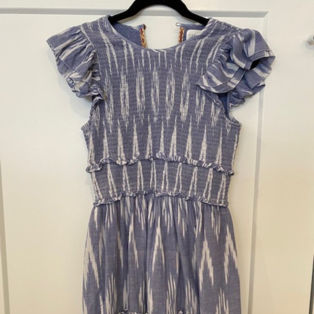 SAYLOR WOMEN'S ZINNIA DRESS in Blue Ikat MSRP $250 women’s Small